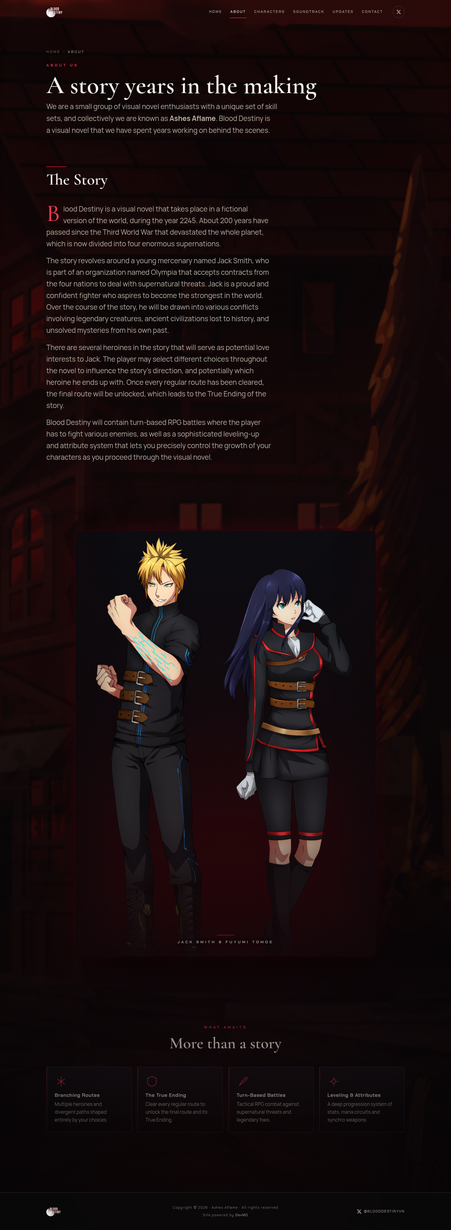 Blood Destiny redesigned About page