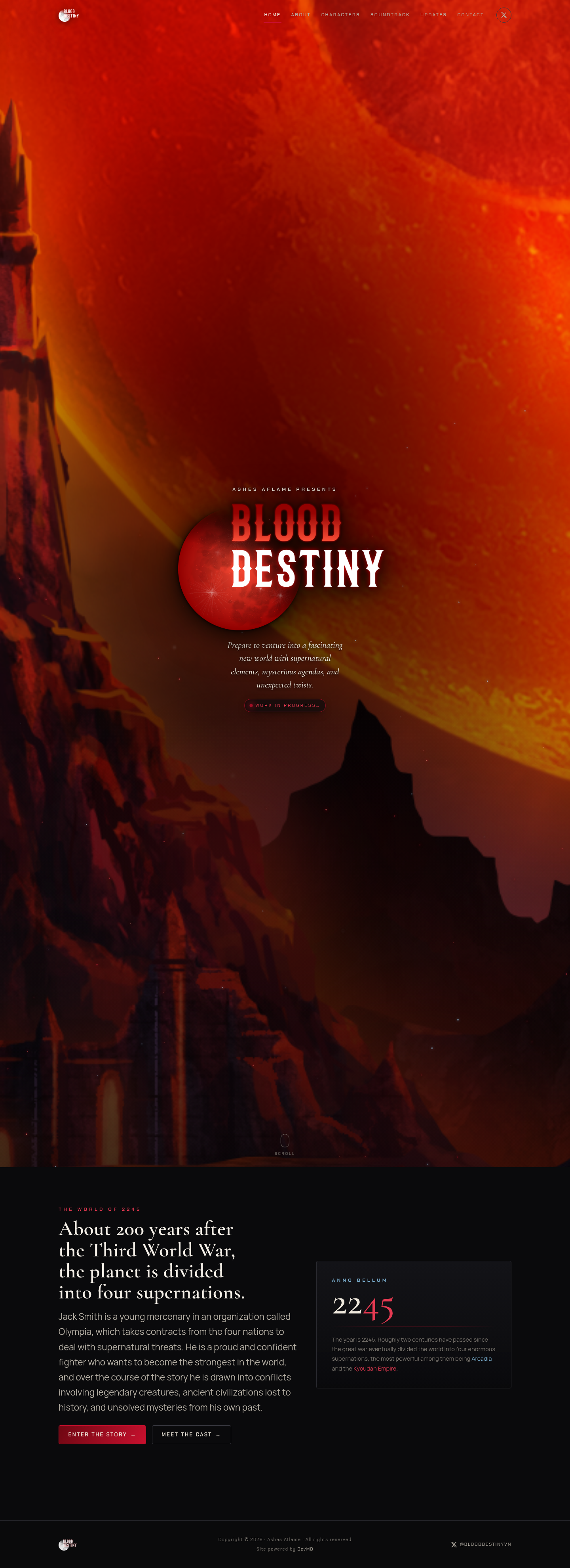 Blood Destiny redesigned Home page