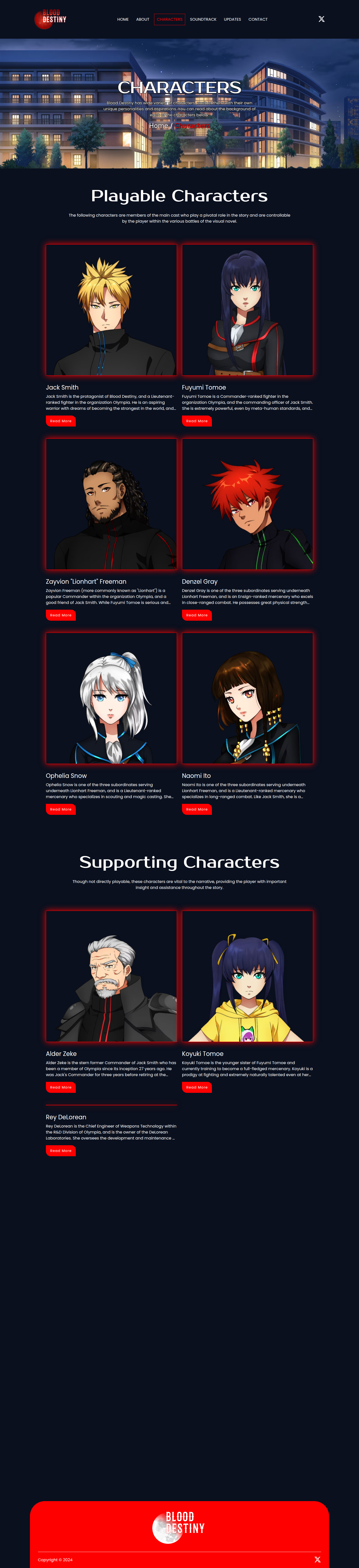 Blood Destiny original Characters page