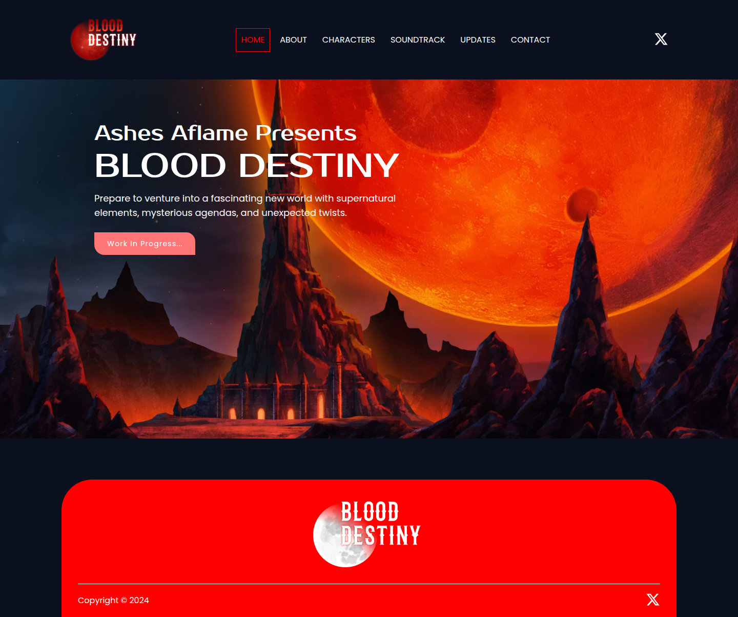 Original Blood Destiny homepage before the redesign