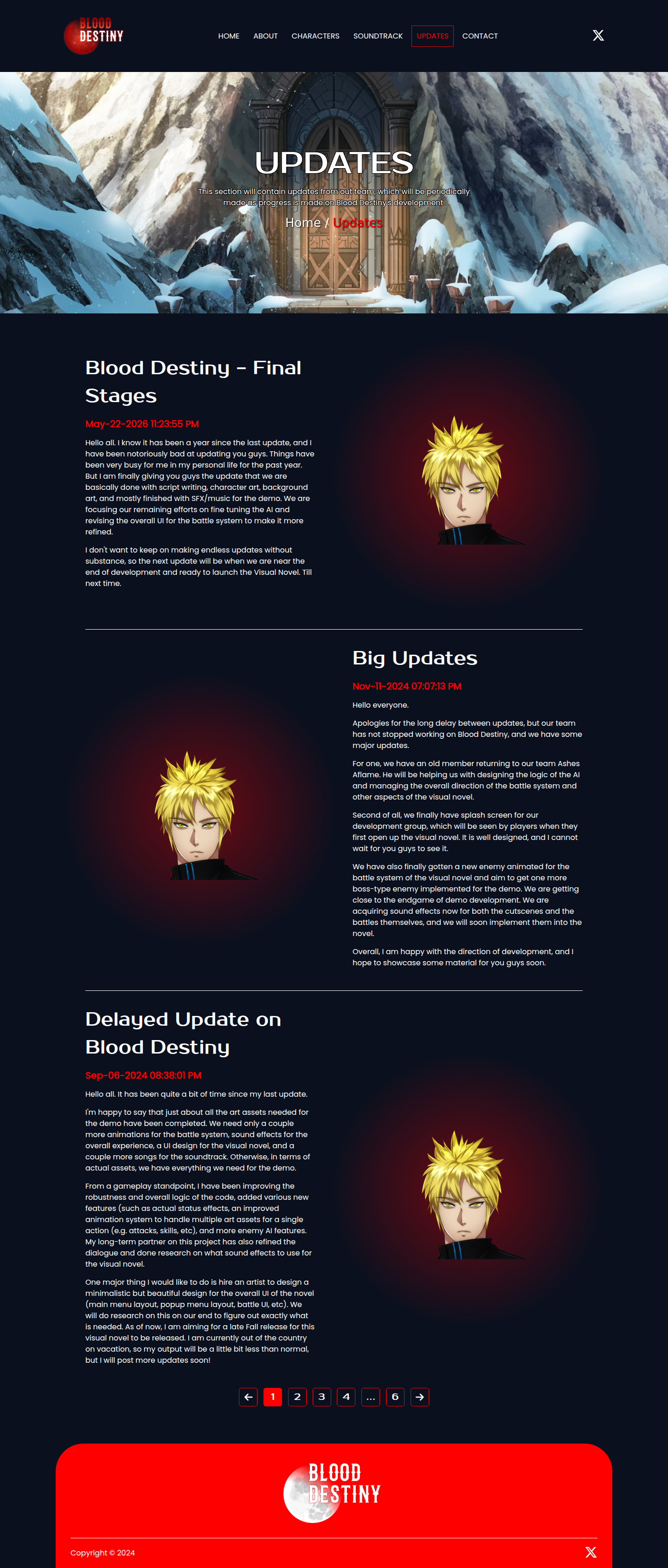 Blood Destiny original Updates page