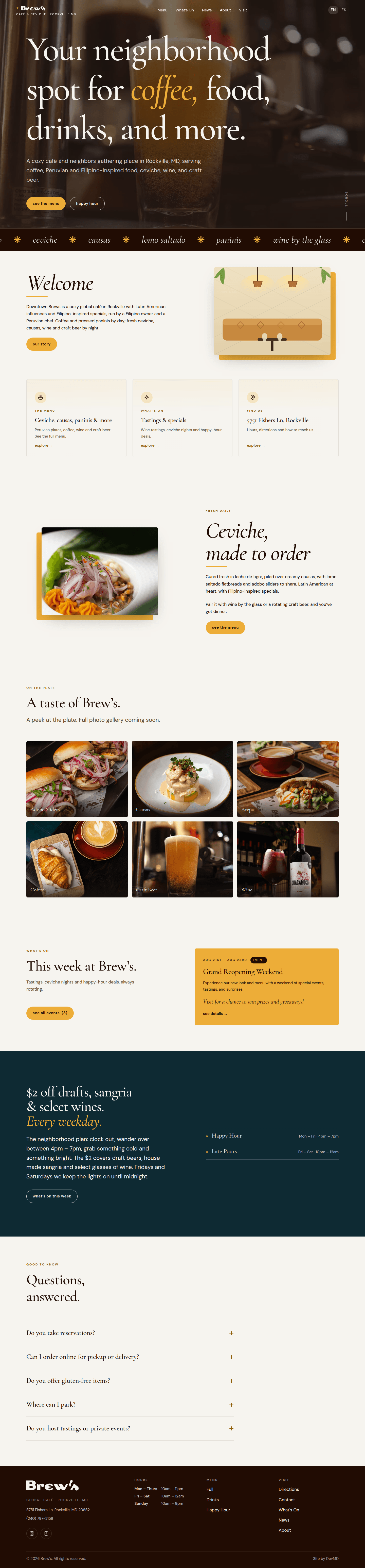 Rockville Brews Home page in English